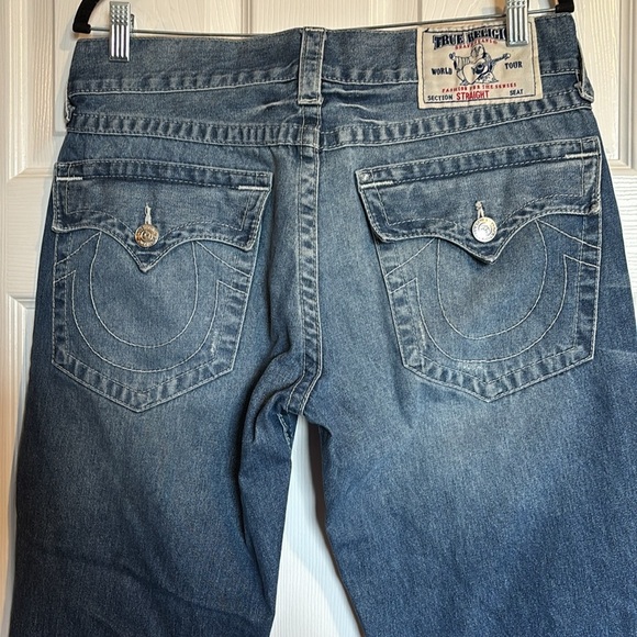 True Religion men’s blue button pocket straight leg jeans size 33 - Picture 6 of 9